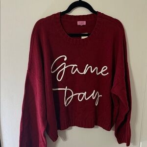 Francesca's Collections Burgundy Crew Neck Sweater